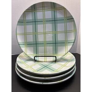 DOLLY PARTON PLATES EARTHENWARE Green Plaid (4) Plates 10 1/4" DIA